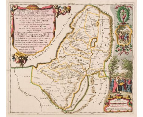 Holy Land. Moullart - Sanson (Pierre), Description Geographie de la Terre Promise..., circa 1717, hand-coloured engraved map,