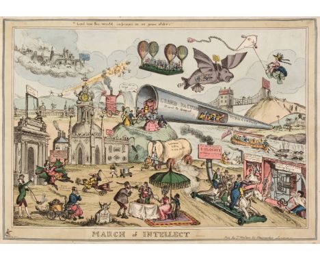 * Heath (William pseud. Paul Pry). March of Intellect, T. McLean, circa 1830, etching on wove with contemporary hand-colourin