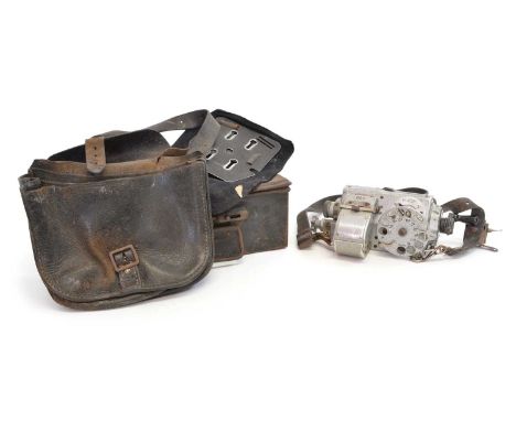 TIM bus ticket machine (no.280) with case and 6 rolls of paper plus a leather satchel and carrying harness.