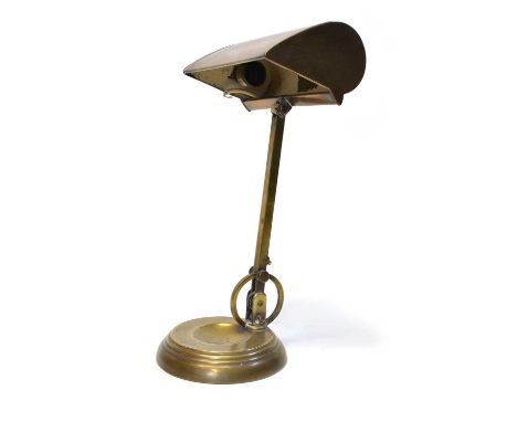 Mid-century British brass anglepoise bankers desk lamp, patented 342706. 42cm high, base 16cm diameter. Condition report: Ple