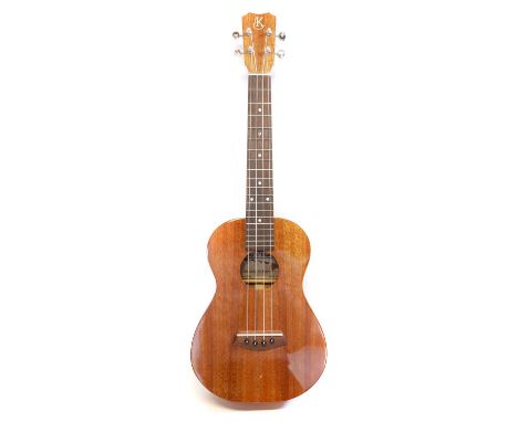 Kanile'a K-1 tenor ukulele, solid koa wood back and sides, rosewood abalone inlaid fingerboard, with case and manufacturers l