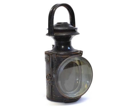 North Staffordshire Railway (N.S.R.) three-aspect hand lamp, with a personalised plaque 'T.A. Goodwin' and BR (M) mark beneat