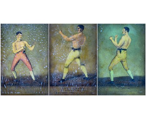 English School (Early 19th century): 'Jack Randall' 'Thomas Shelton' and 'Tom Cannon - The Windsor Bargeman', set three boxin