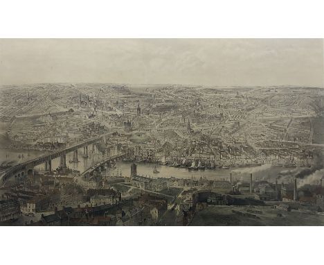 After John Storey (British 1828-1888): 'Newcastle-Upon-Tyne in the Reign on Queen Victoria', lithograph with hand colouring p