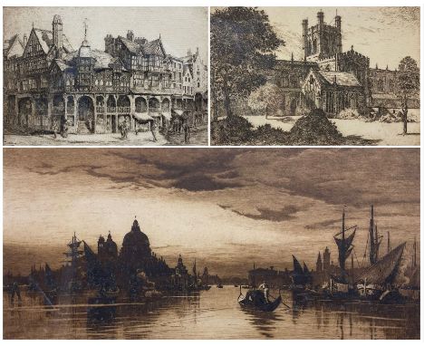 English School (Early 20th century): Grand Canal Venice, etching indistinctly signed 20cm x 40cm; A Godwin (British early 20t