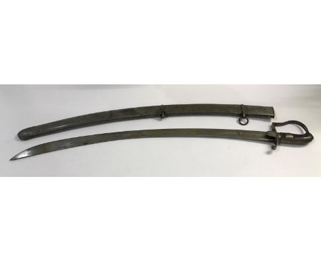 A 1796 PATTERN LIGHT CAVALRY TROOPERS' SABRE. With a 84cm curved blade with pointed end, with a single Ordnance mark, marked 