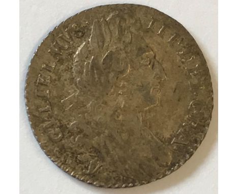 A WILLIAM III SIXPENCE. A William III Sixpence dated 1696, first draped bust r, Y below the bust for the York mint.