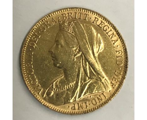 AN 'OLD HEAD' SOVEREIGN. A Queen Victoria Old Veilied portrait Sovereign dated 1900.