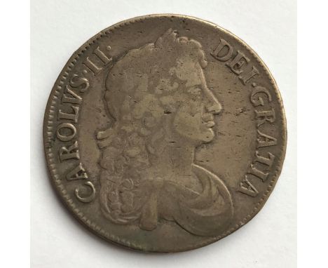 A CHARLES II CROWN. A Charles II Crown dated 1673, third draped bust r, regnal year to the rim Vicesimo Quinto, 