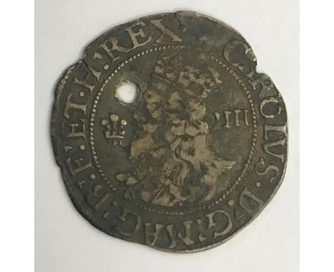 A CHARLES I ABERYSTWYTH GROAT. A Charles I Aberystwyth groat, crowned bust l, plumes and coronet in front of the portrait, va