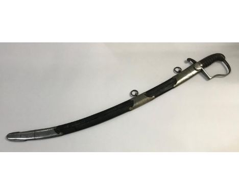 A LIGHT WEIGHT 1796 LIGHT CAVALRY STYLE SABRE. With a 72cm curved and pointed blade with finely blued and gilt decoration GR 