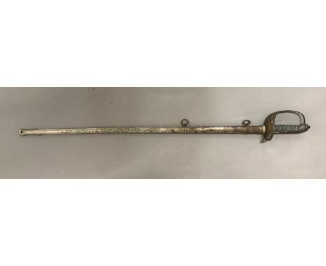 AN EDWARD VII  WILKINSONS 1854 PATTERN GUARD'S OFFICERS SWORD. An 1854 pattern sword with Scots Guards crest to the handle, w