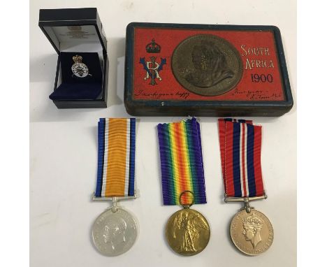 A GREAT WAR PAIR AND OTHER ITEMS. A First World War pair named to Private Albert Pengelly of the Army Service Corps, M2119158