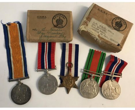 A FIRST AND SECOND WORLD WAR FAMILY GROUP. A War Medal 1914-20 named to 223575 GNR R. Boley R.A. with second world war medals