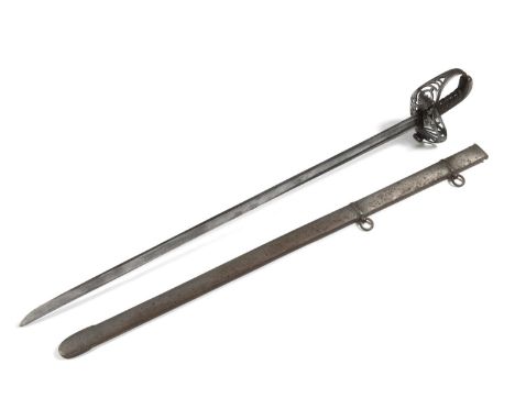 A 1796 PATTERN HEAVY CAVALRY OFFICERS SABRE. A fine ladder or honeysuckle hilted 1796 Pattern Officers sword with an 88cm bla