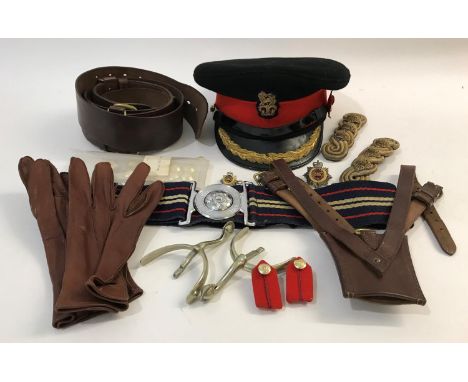 A No1 DRESS UNIFORM COLONEL'S CAP AND OTHER RELATED MILITARIA. A No1 Dress uniform cap for the rank of colonel with red band 