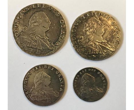 GEORGE III MAUNDY COINS. A set of George III Maundy coins for 1795 comprising 4d, 3d, 2d, and 1d, older laureate and draped b