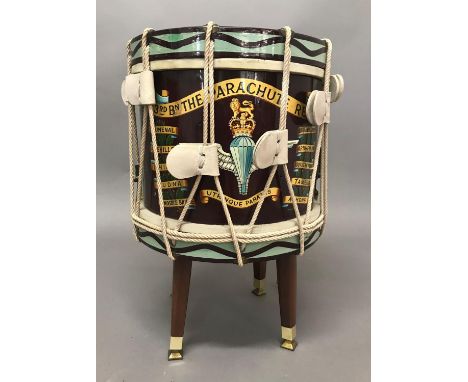 A 3 PARACHUTE REGIMENTAL SIDE DRUM. A Regimental Side Drum stamped 'Dallas Made in England 1959' with government arrow, paint
