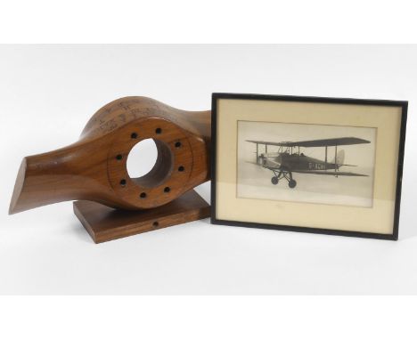 A GIPSY III AND MAJOR PROPELLER BOSS. A laminated wooden propeller boss, stamped 'DRG No. L/A/604 Gipsy III &amp; Major L/H.T