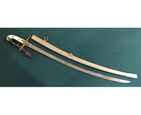 A GEORGE V MAMELUKE SWORD BY WILKINSON. A George V Mameluke Sword, with a curved and shaped 81cm blade with etched decoration