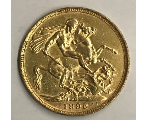 AN 'OLD HEAD' SOVEREIGN. A Queen Victoria Old Veiled portrait Sovereign dated 1898, 'M' to the ground for the Melbourne mint.