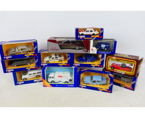 Corgi - 12 boxed diecast vehicles to include Norweb Special Issue Land Rover, #C279/2 Rolls Royce Corniche, #C435/1 Volvo 760