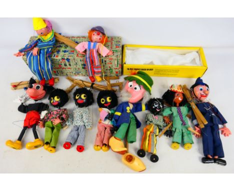 Pelham Puppets - An assortment of 10 boxed and loose Marionette Puppets. Includes Mickey Mouse, A Policeman, Mr Rusty (missin