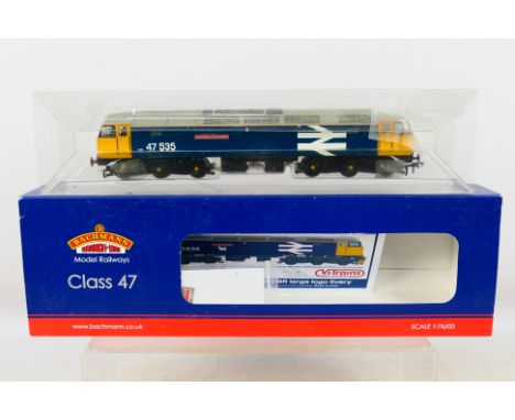 Bachmann - boxed 00 gauge Class 47 Diesel 47535 'University of Leicester' BR blue large logo 31-650. Box marked DCC 21. Appea