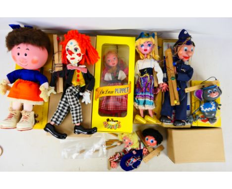 Pelham Puppets - 8 marionette puppets to include a clown, A9 Mouse, DL9 Girl and others. Items appear to be in mostly very go