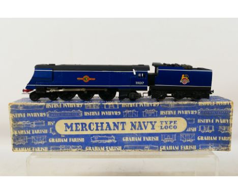 Graham Farish - A boxed OO gauge Merchant Navy Class 4-6-2 35017 'Belgian Marine'. Item appears to be in very goo-excellent c