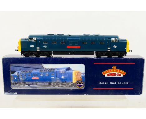 Bachmann - A boxed OO gauge Class 55 Deltic Argyll & Southern Highlander in weathered finish number 55021. The model has some