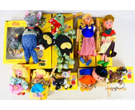 Pelham Puppets - 10 marionette puppets to include SL21 Wolf, A8 Cat, Dragon and others. Items appear to be in mostly very goo