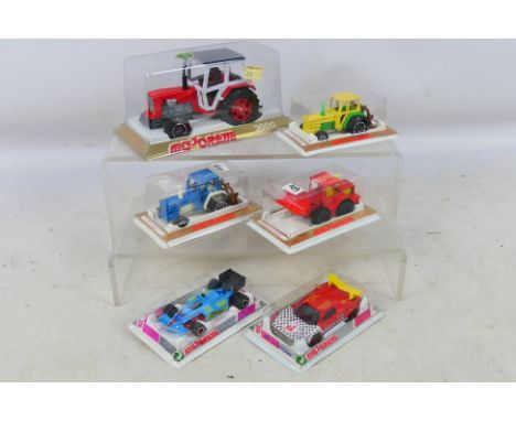 Majorette - 6 blister packed diecast vehicles to include #3000 Tractor, 237 Lamborghini, #211 Chasse-Neige and others. Item a