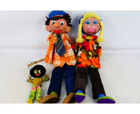 Pelham Puppets - Robertson's  A pair of unboxed ventriloquist dolls (approximately 65cm) and a Robertson's Marionette. Items 