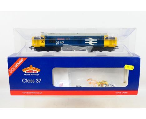 Bachmann - boxed 00 gauge Class 37 Diesel 37417 BR blue large logo 'Highland Region' 32-377DS. Box marked DCC Sound. Appears 