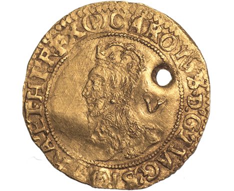 Charles I, gold crown, Tower mint under Parliament, mm. (P), crowned fourth bust l., mark of value behind, rev. crowned oval 