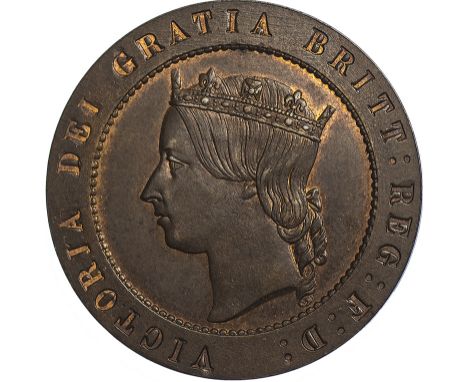 Victoria, pattern penny, in copper, by J. Moore, Birmingham, 1860, head l., wearing coronet, rev. Britannia with shield and t