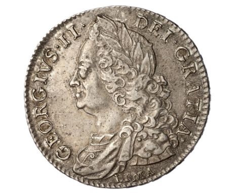 George II, halfcrown, 1746, D. NONO, LIMA, old laur. and dr. bust l., LIMA below, rev. crowned cruciform shields (S.3695A; ES