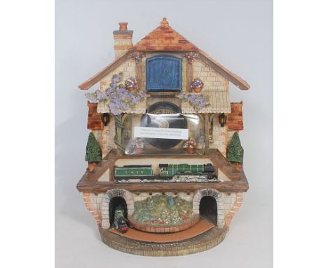 A Bradford Editions "Memories of Steam" Flying Scotsman cuckoo clock (NM-BG), complete with instructions