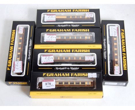 6 Graham Farish by Bachmann N gauge BR brown/cream Mk1 Pullman cars (M-BM)