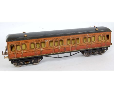 1925-39 Hornby Metropolitan coach 'E' 1st class, roller pick ups, sides and roof have some chips, window cellulose might be o