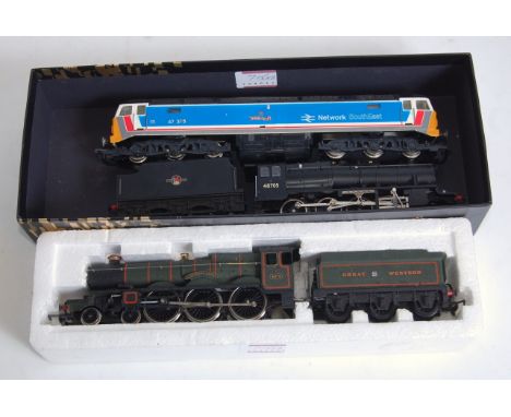 Mixed lot of GWR 'Caerphilly Castle' engine and tender (G) Hornby BR black class 8F 2-8-0 engine and tender (G) and Hornby NS