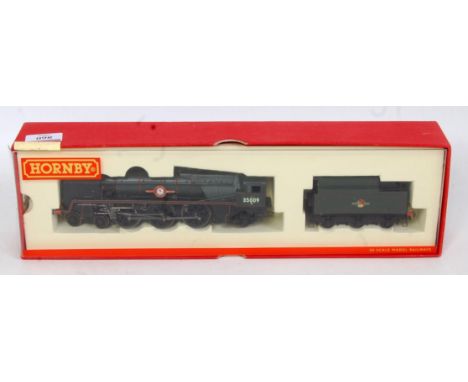 Hornby rebuilt Merchant Navy class engine and tender renamed/numbered as 35009 'Shaw Savill' in red storage drawer ex Orient 