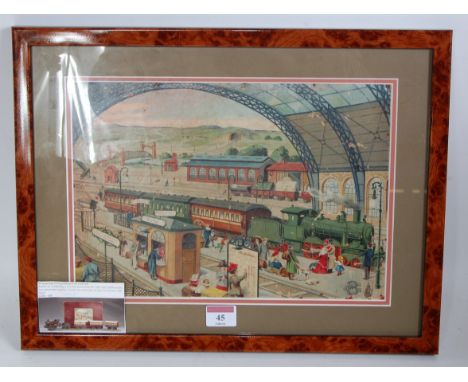 Bing, Nuremberg C1900 box lid illustration in very good condition in glazed frame for display, very rare item (ex John Clibbo