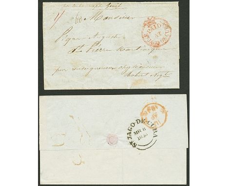 CubaBritish Post OfficesSantiago de Cuba1846, March 2. Entire letter from Santiago de Cuba to St. Pierre (Martinique), carrie