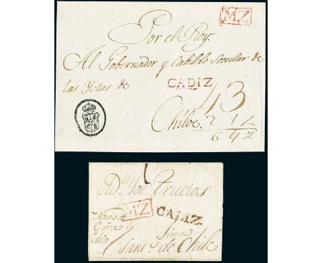 ChileIncoming Mail1810 circa. Cover front from Madrid to the Governor of Chiloé (Chile), with manuscript "Por el Rey" heading