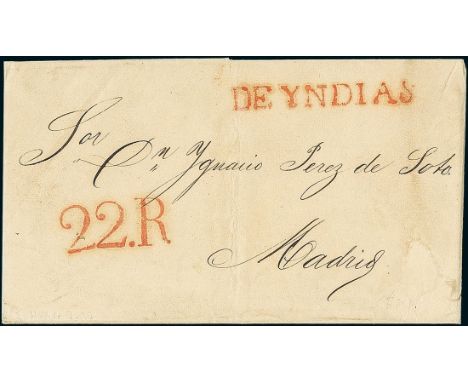 CubaOutgoing Mail1839, Dec. 7. Entire letter from Havana to Madrid via Corunna and Santander, the latter being where "De Yndi