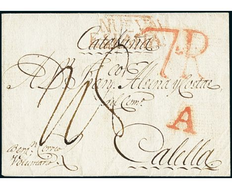 MexicoOutgoing Mail1817, July 10. Entire letter from Veracruz to Calella (Spain), endorsed "Bergn. Correo Voluntario" (the "V