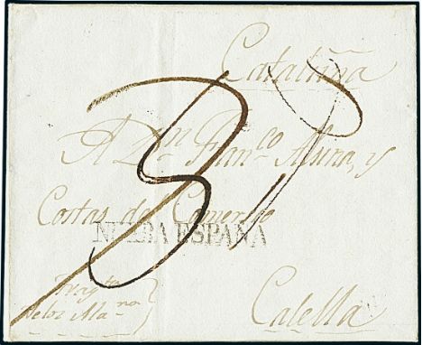 MexicoOutgoing Mail1822, Sept. 12. Entire letter from Veracruz to Calella (Spain), carried by the frigate "Veloz Alazana" pro