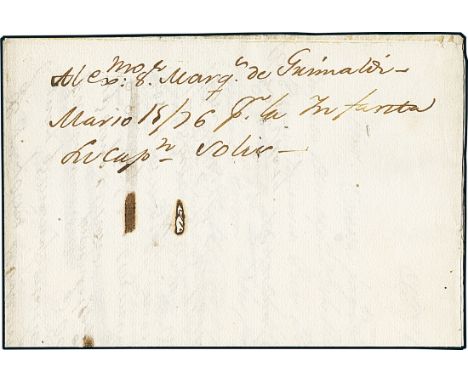 ArgentinaOutgoing Mail1776, March 14. Entire letter sent by Manuel de Basavilbaso, Postmaster of Buenos Aires, to Gerónimo Gr